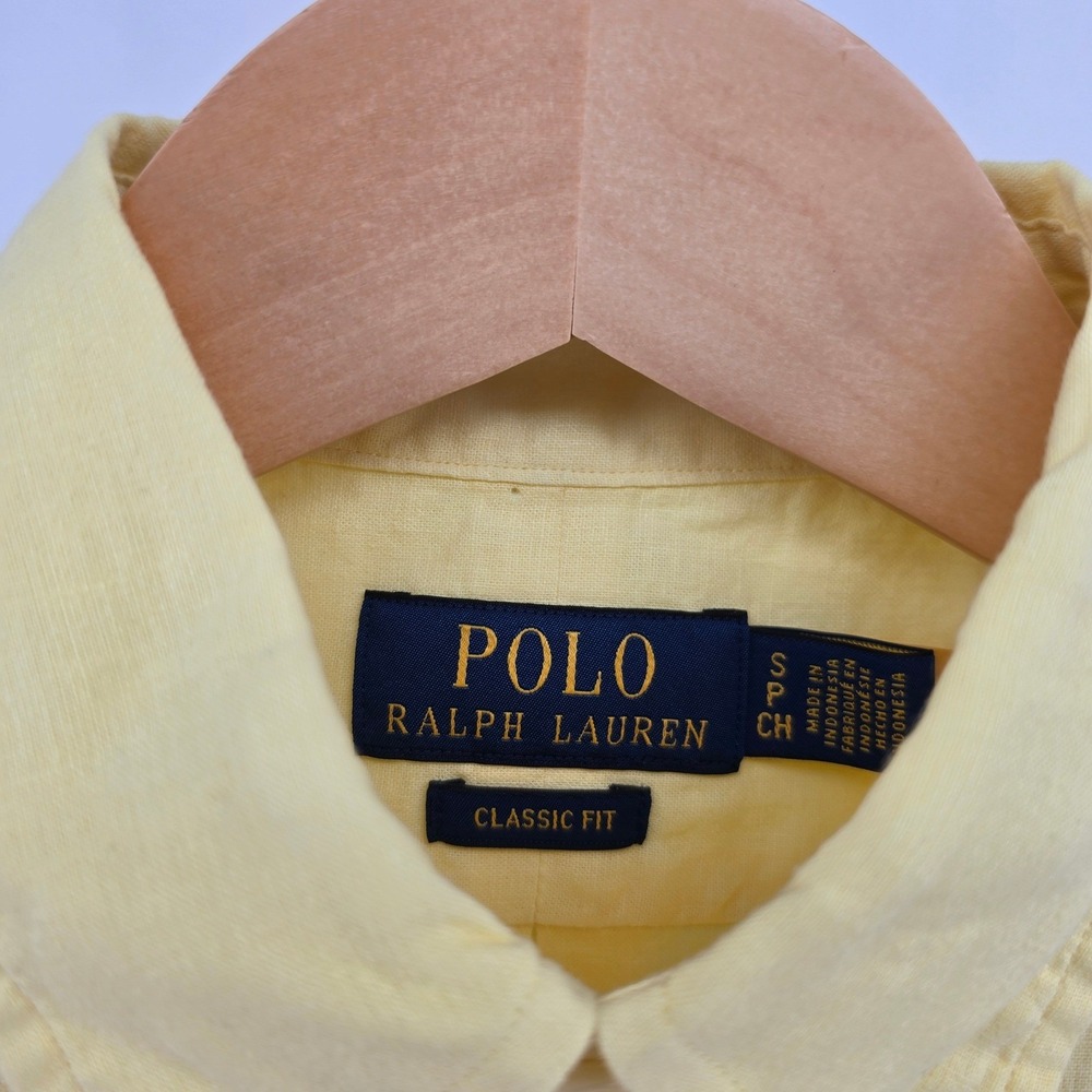 Polo Ralph Lauren Mens Small Yellow Linen Blend Short Sleeve Shirt NEW - Picture 3 of 7